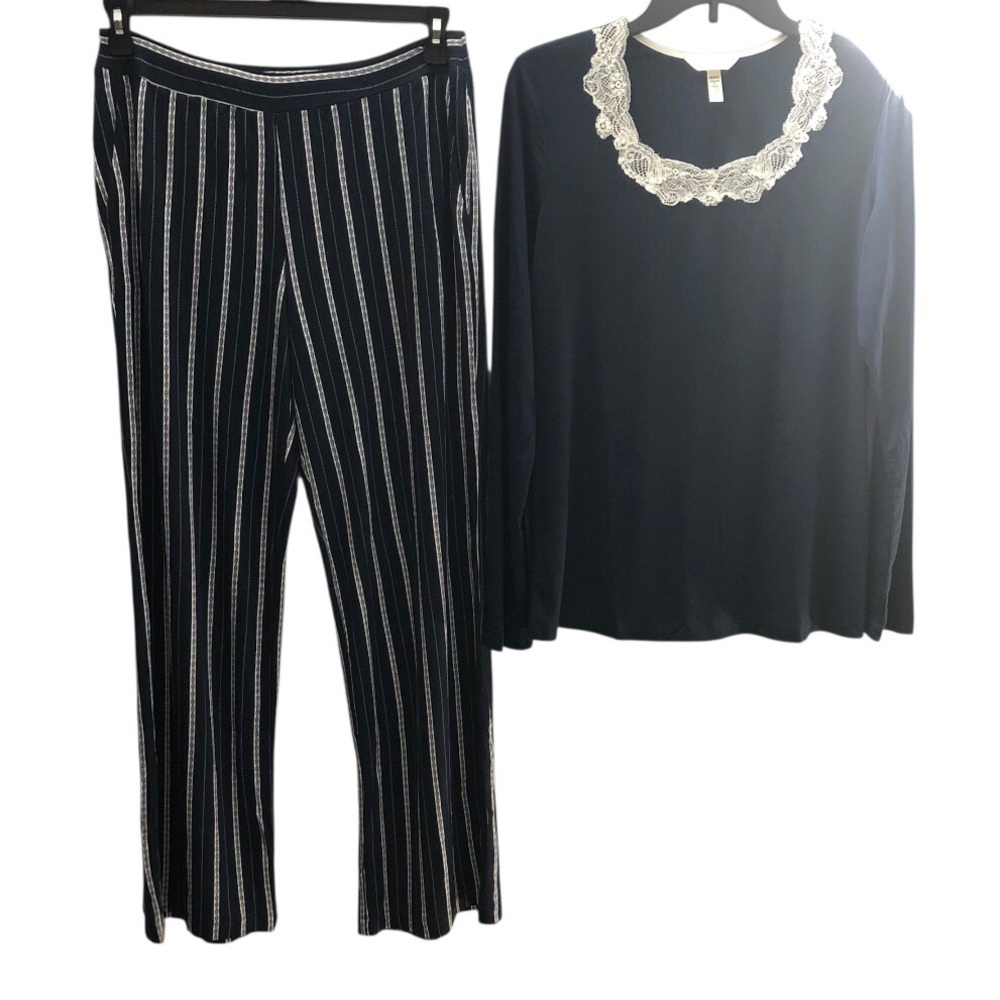 Soma Pajama Set Blue and White Striped Pajama Pants Size M